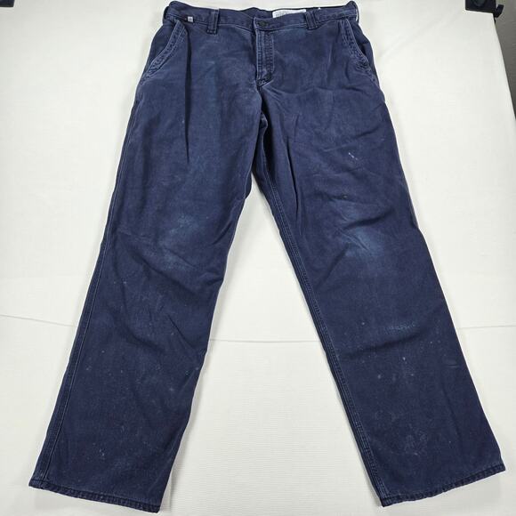 Carhartt Flame Resistant Rugged Relaxed Fit Canvas Work Navy Pants Size 36 - Picture 1 of 8